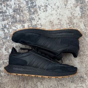 Adidas Men's Black and Gum Sole Sneakers
